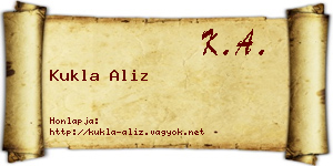 Kukla Aliz névjegykártya